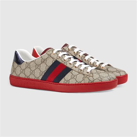 Men's Gucci Ace sneaker with Web in beige and blue GG 